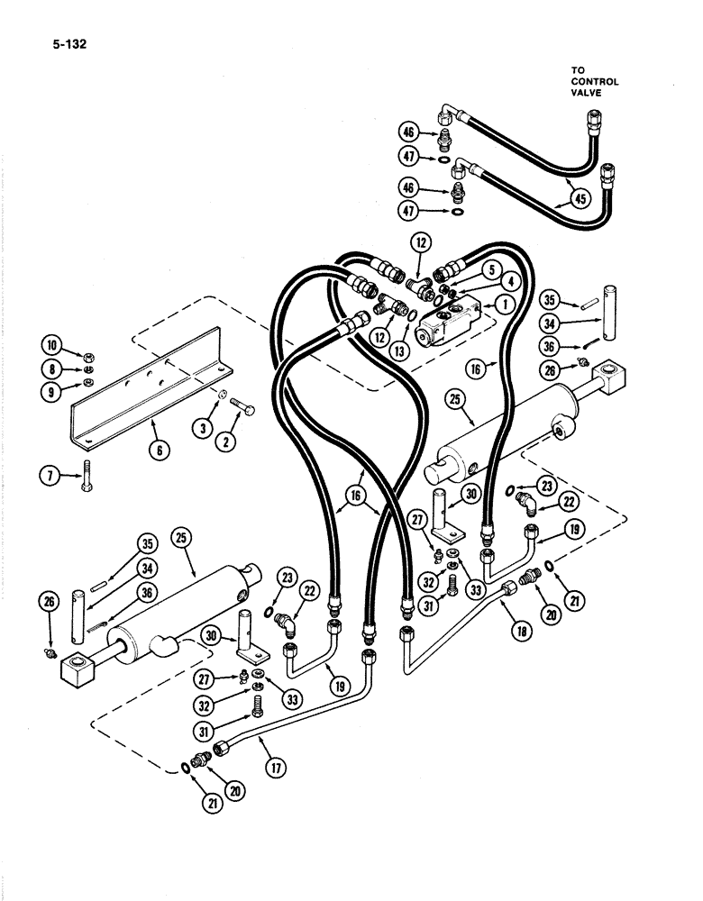 Схема запчастей Case IH 4894 - (5-132) - REAR STEERING HYDRAULICS CHECK VALVE AND CYLINDERS (05) - STEERING