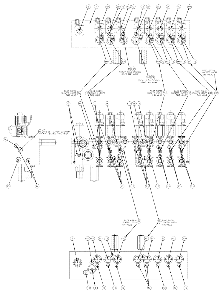 Схема запчастей Case IH 810 - (07-014[02]) - VALVE BLOCK, 8 BANK, W/AUGER Hydraulic Components