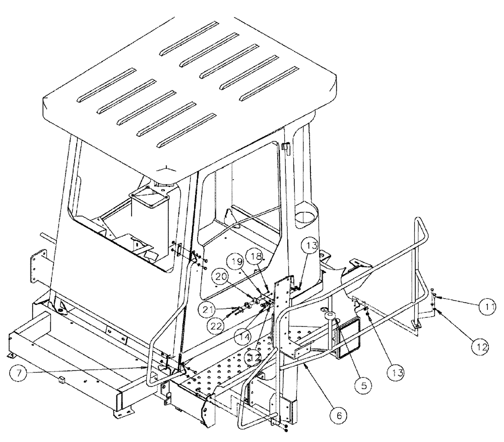 Схема запчастей Case IH 3210 - (04-007) - HANDRAIL GROUP, LH Suspension & Frame