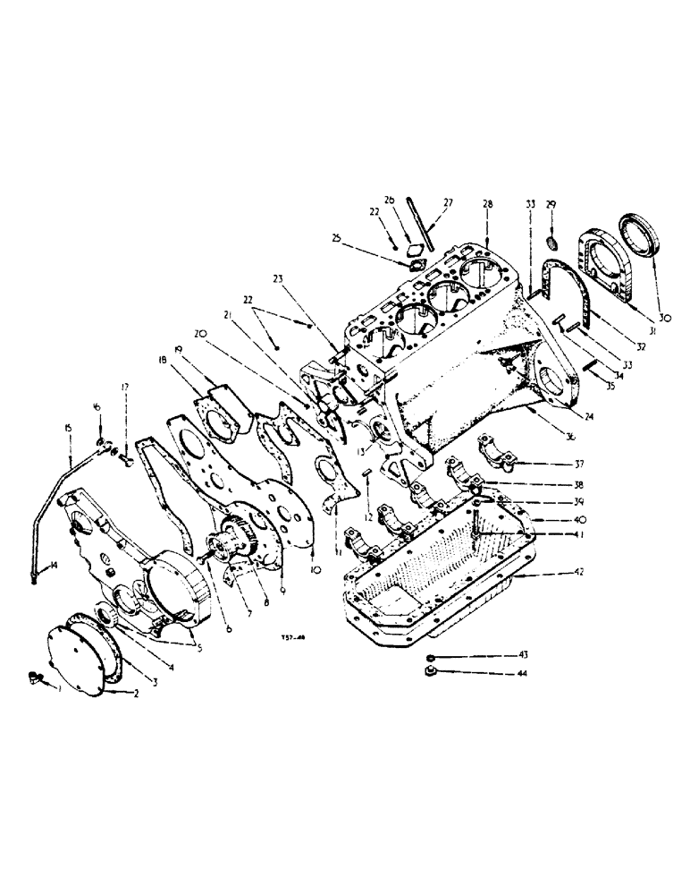 Схема запчастей Case IH 444 - (1-03) - CRANKCASE, FRONT COVER AND OIL PAN (02) - ENGINE