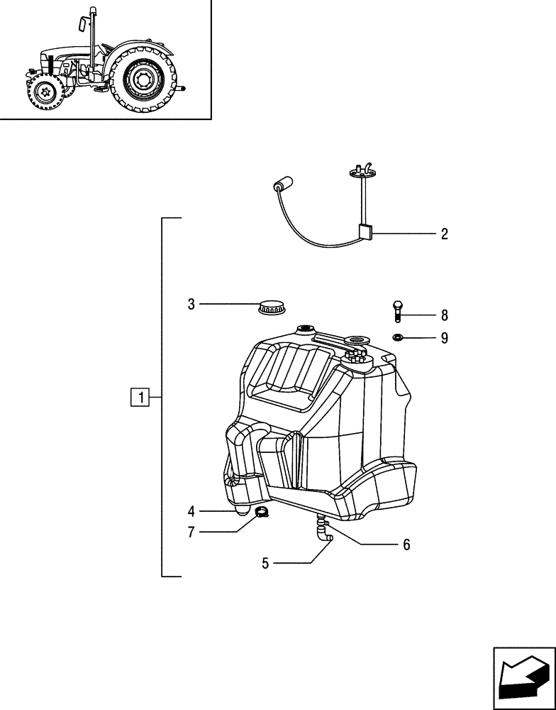 Схема запчастей Case IH JX55 - (1.14.0/03) - FUEL TANK - FOR STRADDLE VERSION (02) - ENGINE EQUIPMENT