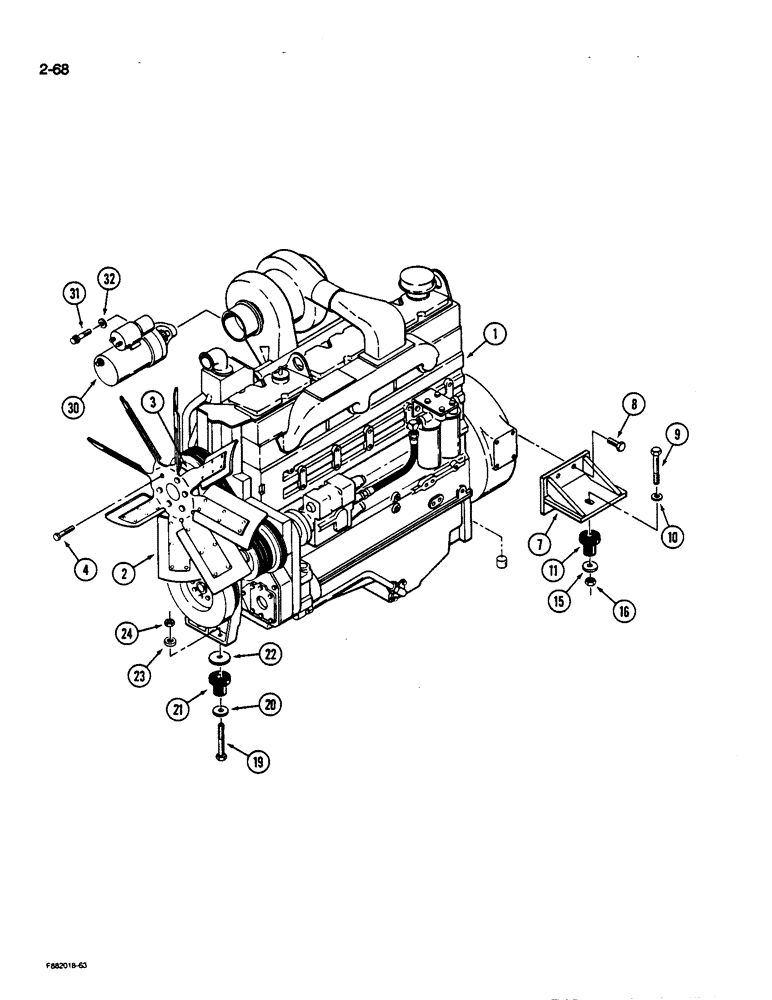 Схема запчастей Case IH 9170 - (2-68) - ENGINE MOUNTING, 855 ENGINE (02) - ENGINE