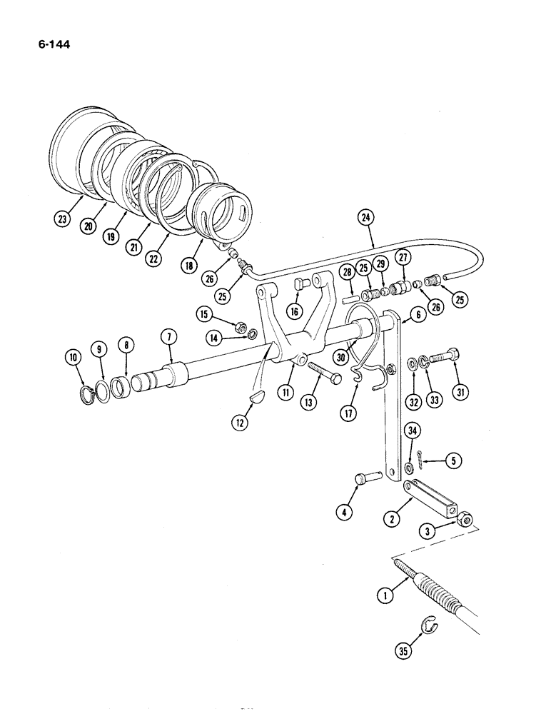 Схема запчастей Case IH 1194 - (6-144) - PTO CLUTCH RELEASE MECHANISM, TRACTORS WITH CAB (06) - POWER TRAIN