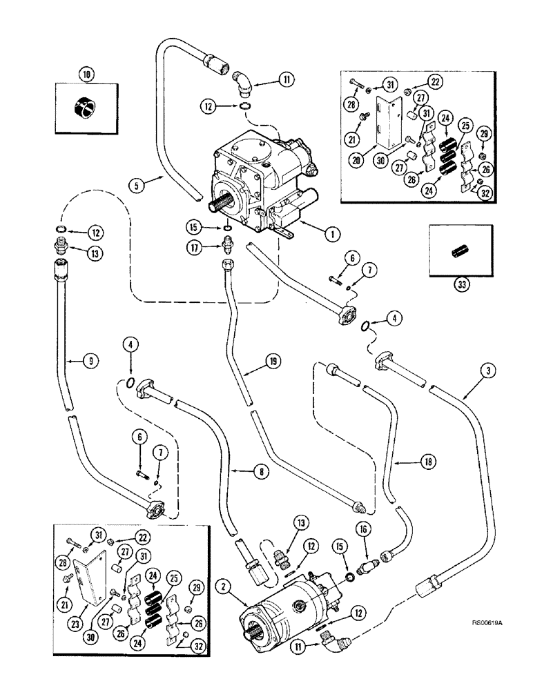 Схема запчастей Case IH 1680 - (6-10) - HYDROSTATIC PUMP AND MOTOR SYSTEM, SINGLE SPEED (03) - POWER TRAIN