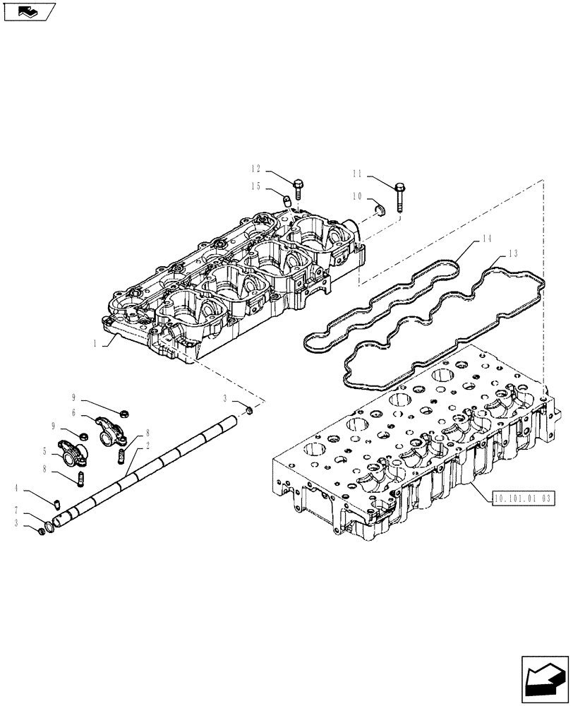 Схема запчастей Case IH FARMALL 65A - (10.101.02[01]) - CYLINDER HEAD COVER - ROCKER SHAFT (10) - ENGINE