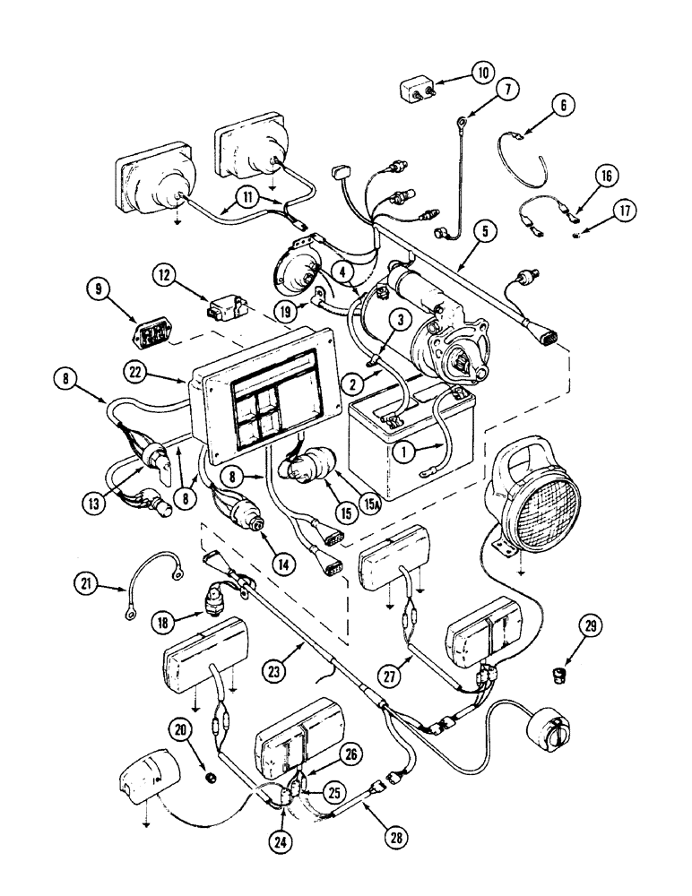 Схема запчастей Case IH 1594 - (4-50) - WIRING, TRACTORS WITHOUT CAB (04) - ELECTRICAL SYSTEMS