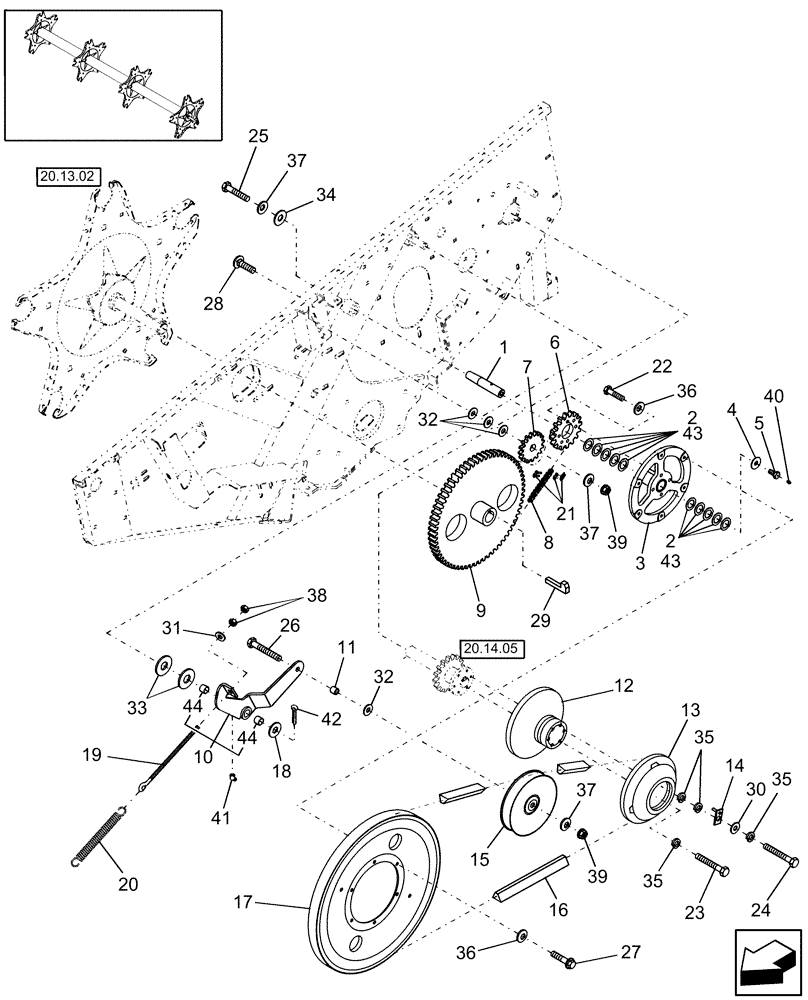 Схема запчастей Case IH HDX182 - (20.13.04[1]) - REEL DRIVE, PRIOR TO P.I.N. Y8G600151 (58) - ATTACHMENTS/HEADERS