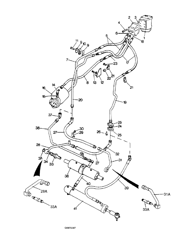 Схема запчастей Case IH 1212 - (5-14) - HYDROSTATIC POWER STEERING SYSTEM, 1210Q, 1210Q 4WD, 1210SK, 1212Q & 1212SK TRACTORS FOR EUROPE ONLY (05) - STEERING