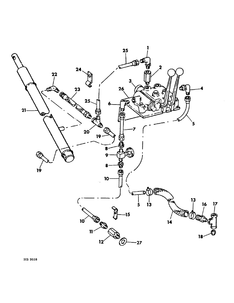 Схема запчастей Case IH 1501 - (A-16) - HYDR SYSTEM, TRACTOR TO VALVE AND BOOM HYDR, MODEL B414 1965 TO 1966, MODEL B275 1965 TO 1970 