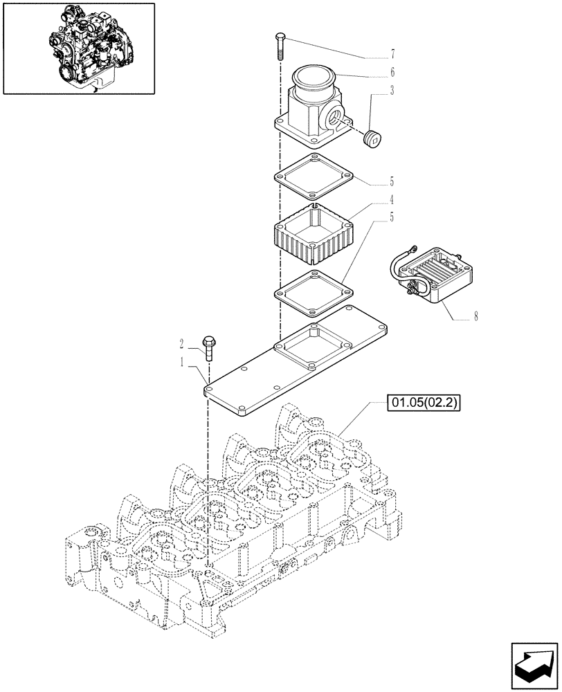 Схема запчастей Case IH WDX1202 - (01.06[02.1]) - INTAKE MANIFOLD (01) - ENGINE