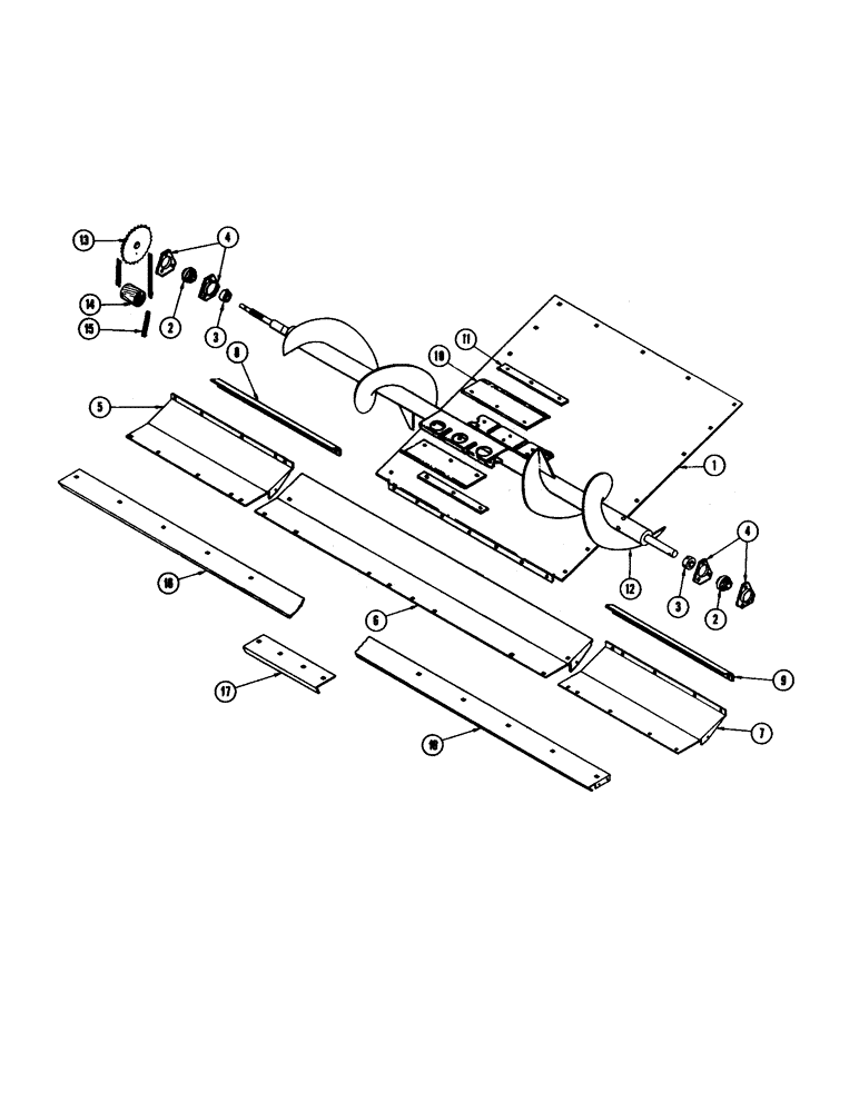 Схема запчастей Case IH 404 - (32) - CROSS AUGER TROUGH, 404 (58) - ATTACHMENTS/HEADERS