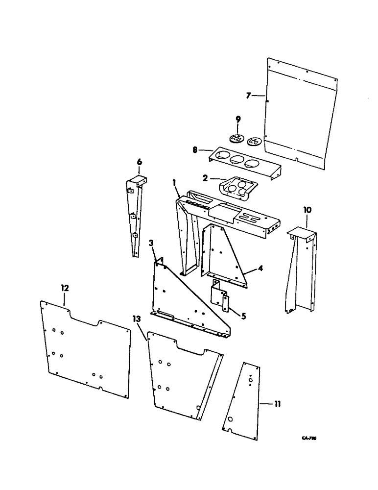 Схема запчастей Case IH 715 - (13-08) - SUPERSTRUCTURE, INSTRUMENT PANEL, COVER AND CONTROL SHEET (05) - SUPERSTRUCTURE