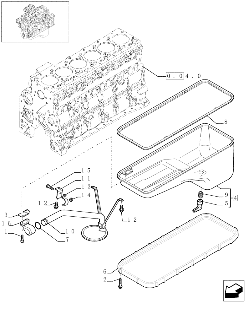 Схема запчастей Case IH PX140 - (0.04.2[01]) - ENGINE OIL SUMP  (504084703) (02) - ENGINE