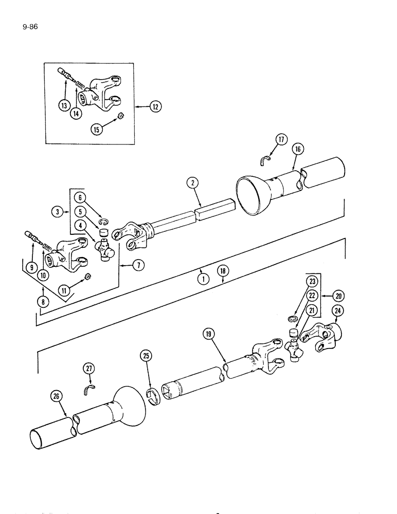 Схема запчастей Case IH 575 - (9-86) - MAIN DRIVE UNIVERSAL JOINT, 1000 RPM, HAYES (09) - CHASSIS/ATTACHMENTS