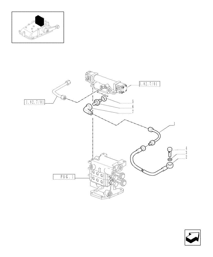 Схема запчастей Case IH JX1070C - (1.82.7/07[04]) - (VAR.136) 2 REMOTE VALVES FOR EDC - PIPES - C5484 (07) - HYDRAULIC SYSTEM