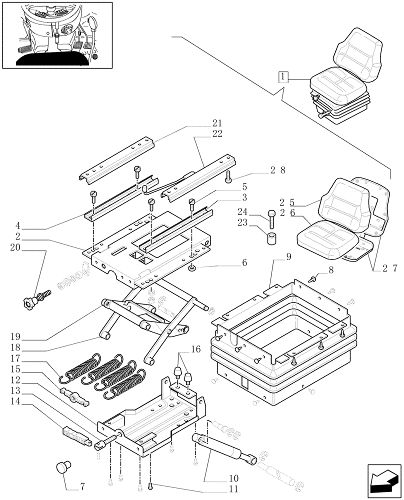 Схема запчастей Case IH JX1060C - (1.92.85/04A) - (VAR.685) "MT" SEAT WITH BELTS - BREAKDOWN - W/CAB - C5644 (10) - OPERATORS PLATFORM/CAB