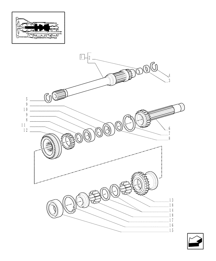 Схема запчастей Case IH JX60 - (1.28.1[01]) - GEARBOX GEARING - DRIVE SHAFT AND GEARS (03) - TRANSMISSION