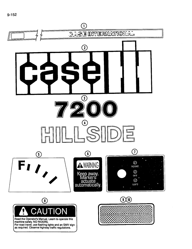 Схема запчастей Case IH 7200 - (9-152) - PRODUCT GRAPHICS, CASE IH (09) - CHASSIS/ATTACHMENTS