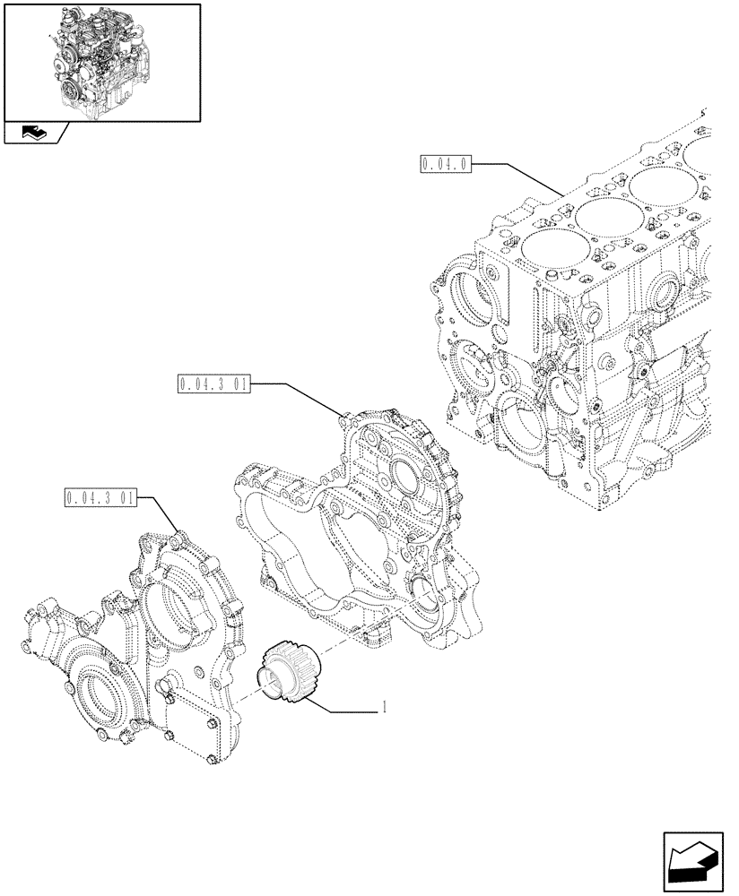 Схема запчастей Case IH FARMALL 70 - (0.35.0) - POWER TAKE OFF (01) - ENGINE