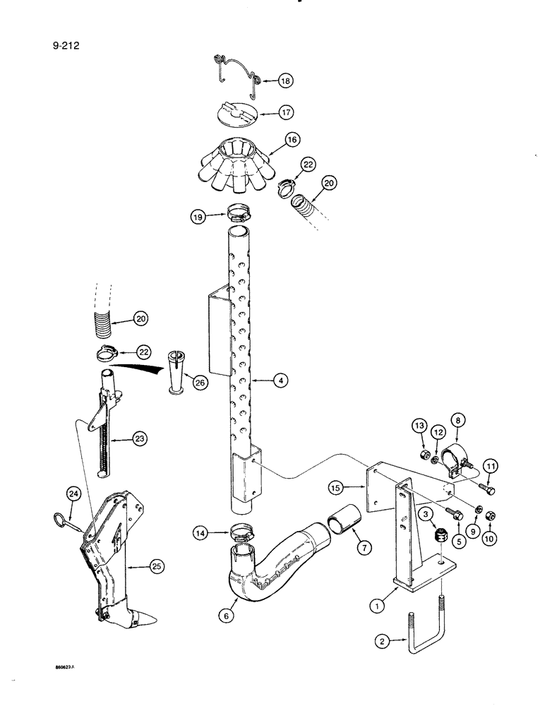 Схема запчастей Case IH 8500 - (9-212) - AIR SYSTEM, MANIFOLD PIPE TO FURROW OPENERS, UNITS WITH 10 INCH ROW SPACING, 45 FOOT WIDE DRILL (09) - CHASSIS/ATTACHMENTS