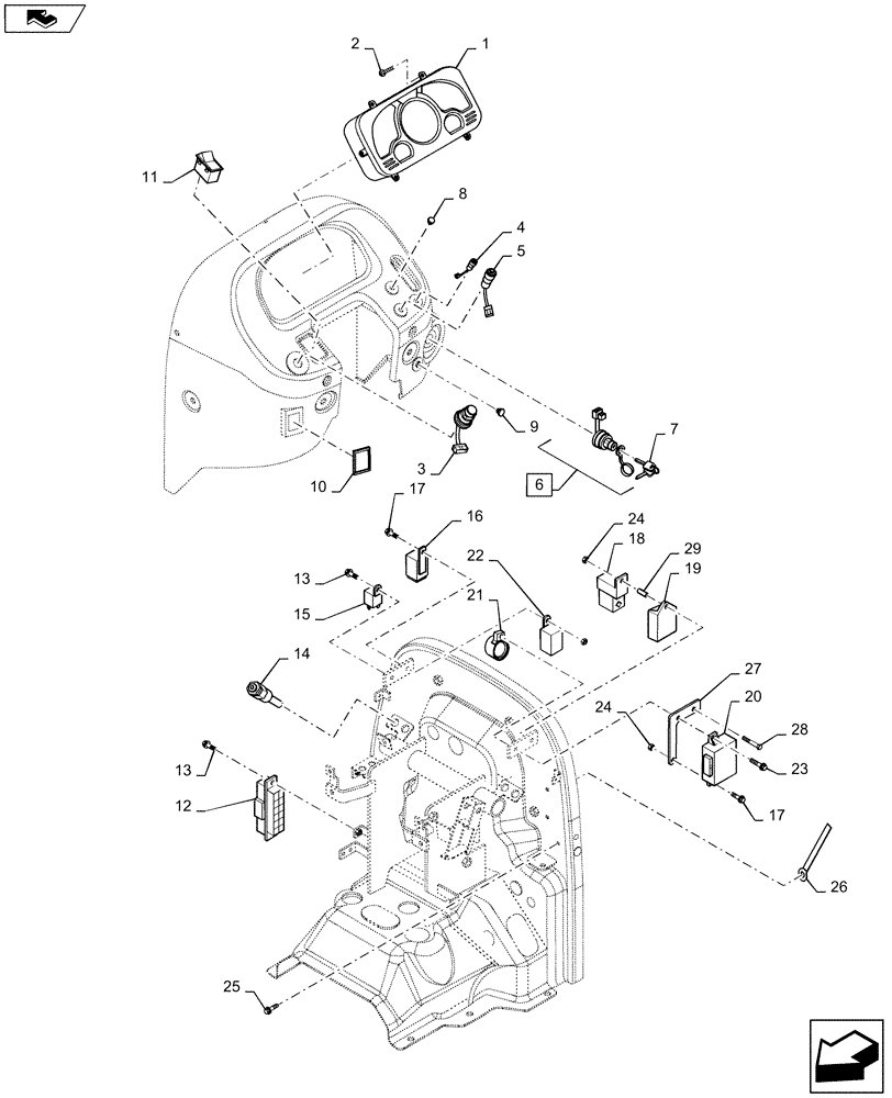 Схема запчастей Case IH FARMALL 30B - (55.418.02) - INSTRUMENT PANEL, SWITCHES & RELAYS - HST (55) - ELECTRICAL SYSTEMS