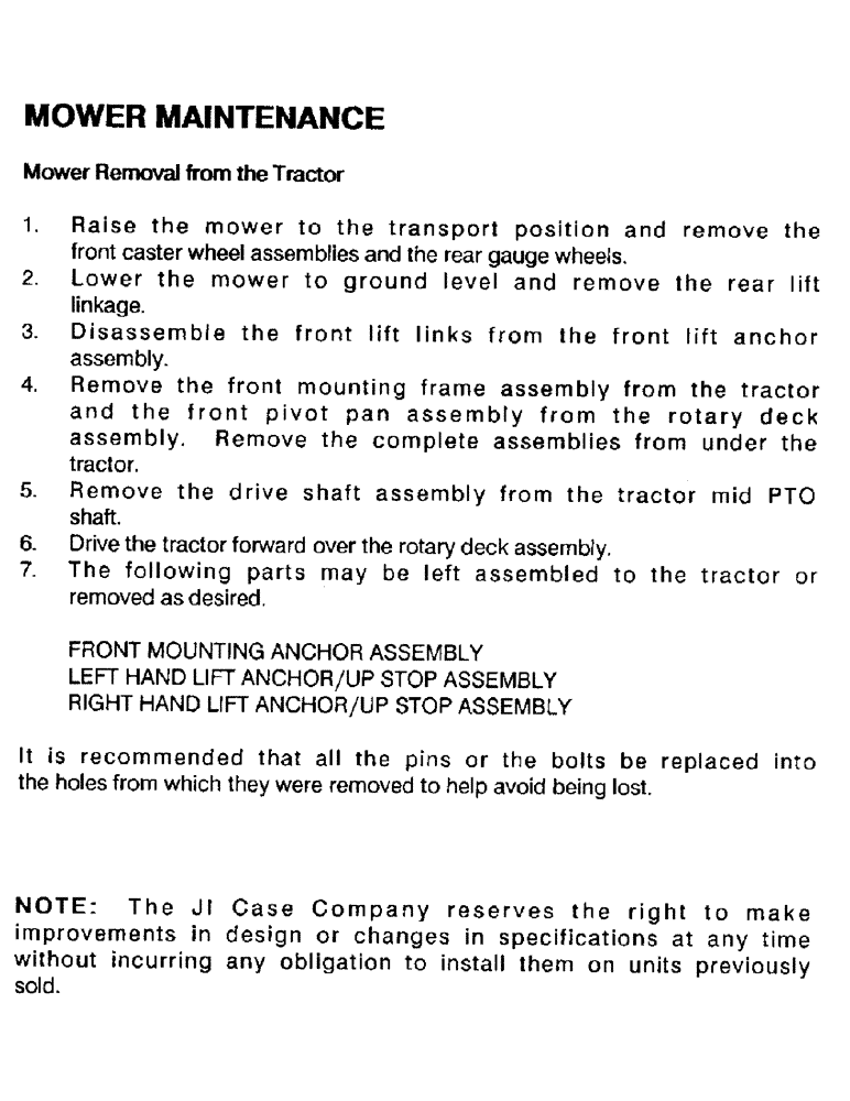 Схема запчастей Case IH 61MS - (29) - MOWER MAINTENANCE 