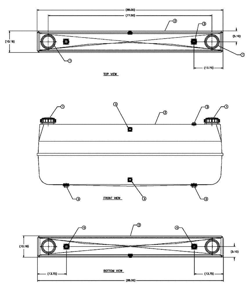 Схема запчастей Case IH FLX810 - (10-022) - TANK GROUP, 75 GALLON FLEX-GRAY Wet Kit