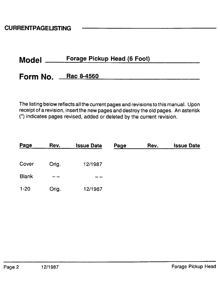 Схема запчастей Case IH 6 - (02) - REVISIONS 