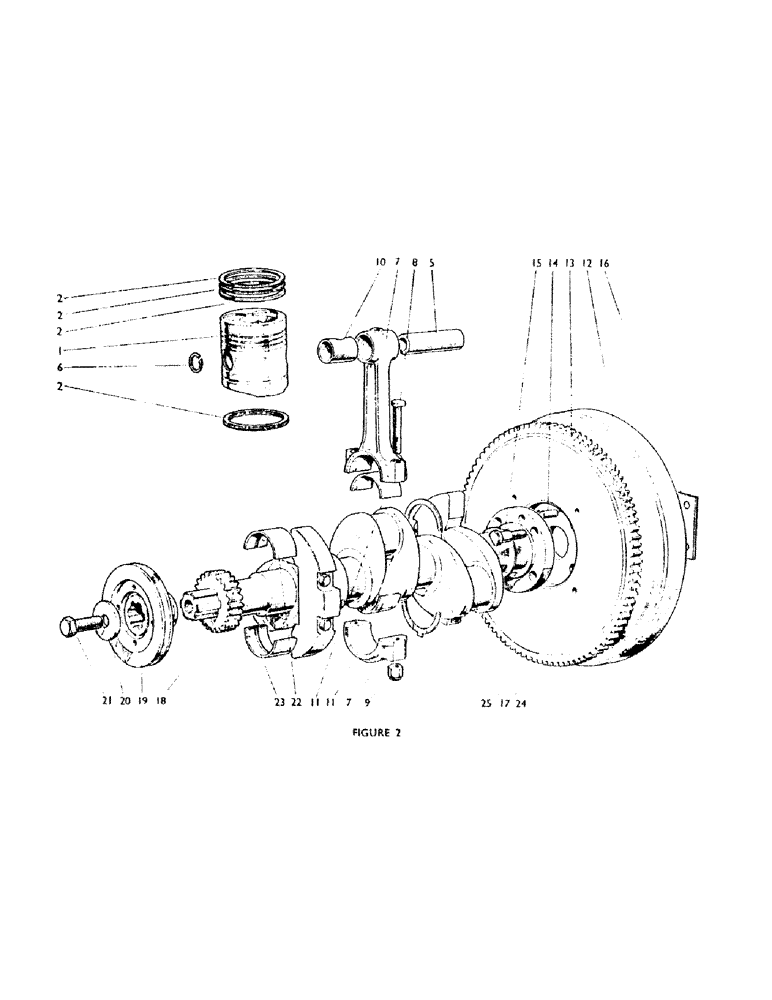 Схема запчастей Case IH 770B - (006) - PISTONS, CONNECTING RODS, FLYWHEEL AND CRANKSHAFT (01) - ENGINE