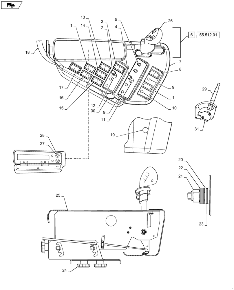 Схема запчастей Case IH 635 - (55.510.02 [01]) - HARNESS CONSOLE (55) - ELECTRICAL SYSTEMS