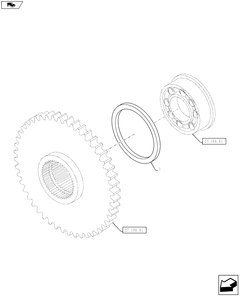 Схема запчастей Case IH PUMA 130 - (27.106.02) - CENTRAL REDUCTION GEAR - SHIMS (27) - REAR AXLE SYSTEM