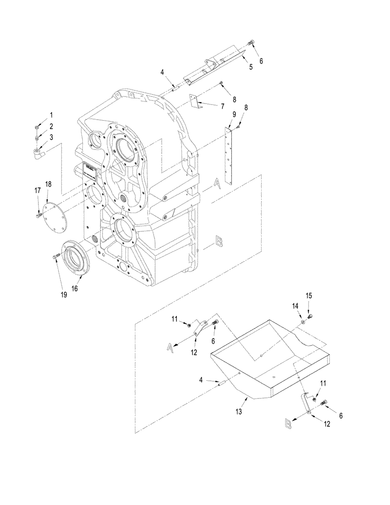 Схема запчастей Case IH STEIGER 335 - (06-44) - POWER SHIFT TRANSMISSION - REAR HOUSING (06) - POWER TRAIN