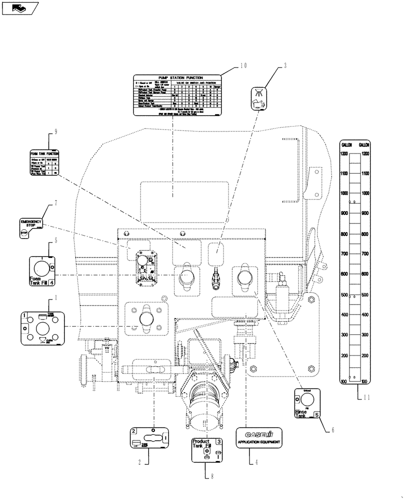 Схема запчастей Case IH 4430 - (90.108.02) - APPLICATION DECAL GROUP (90) - PLATFORM, CAB, BODYWORK AND DECALS