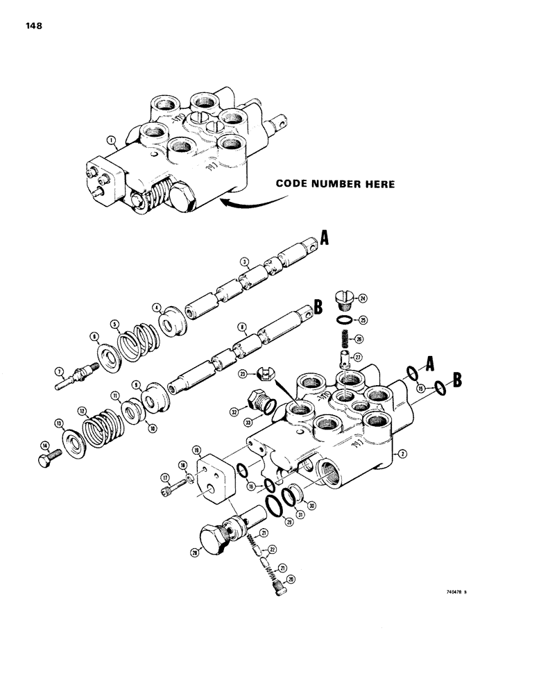 Схема запчастей Case IH 1830 - (148) - TWO SPOOL VALVES - LOADER, CESSNA NO 30572-AAD (35) - HYDRAULIC SYSTEMS