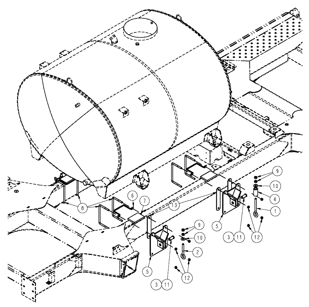 Схема запчастей Case IH SPX3200 - (09-004) - MOUNTING GROUP, 1000 GALLON TANK Liquid Plumbing