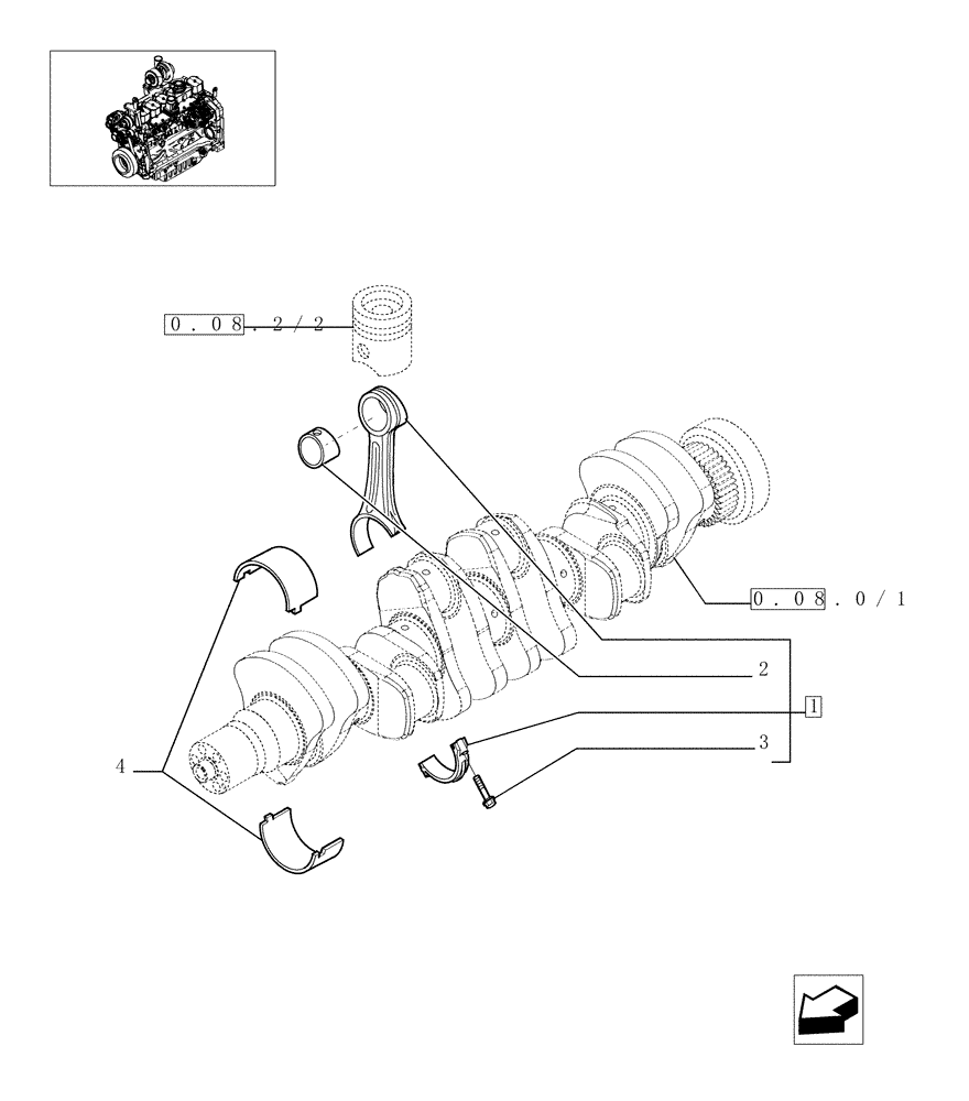 Схема запчастей Case IH MXU135 - (0.08.1/01) - CONNECTING ROD (01) - ENGINE