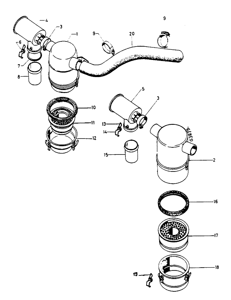 Схема запчастей Case IH 824 - (074) - OIL BATH AIR CLEANER (02) - ENGINE