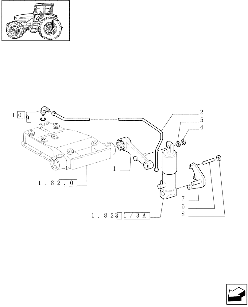 Схема запчастей Case IH JX80U - (1.82.1/01) - (VAR.782-783) AUXILIARY JACK - ARM, BRACKET, PIPES (07) - HYDRAULIC SYSTEM