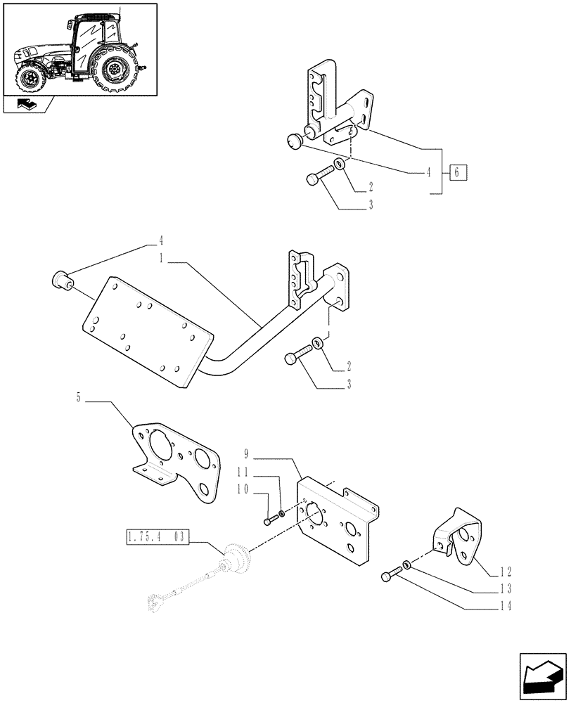 Схема запчастей Case IH FARMALL 105N - (1.92.75[02]) - LICENSE PLATE SUPPORT AND 7-PIN TRAILER CONNECTOR BRACKET (10) - OPERATORS PLATFORM/CAB