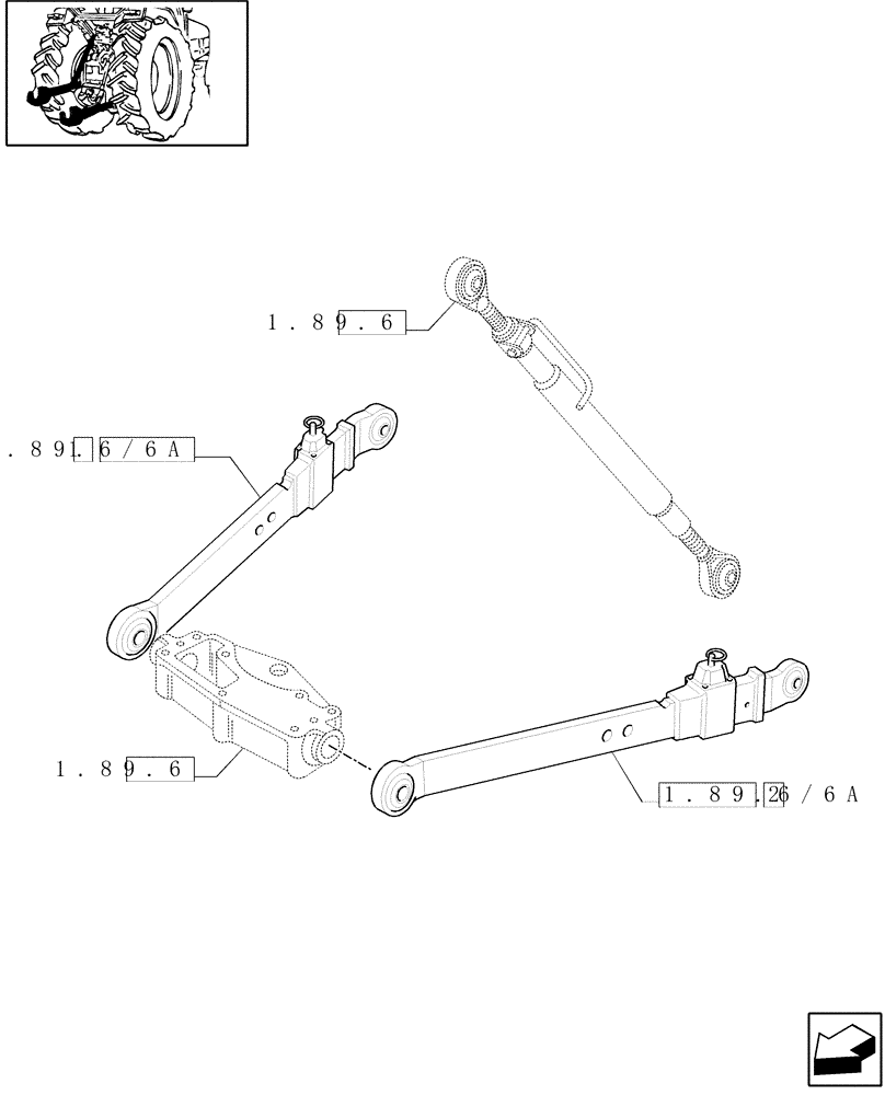 Схема запчастей Case IH JX80U - (1.89.6/05) - (VAR.907) TOOL CONNECTION WITH TELESCOPIC ARMS (WITH ELECTRONIC LIFT) - PARTS (09) - IMPLEMENT LIFT