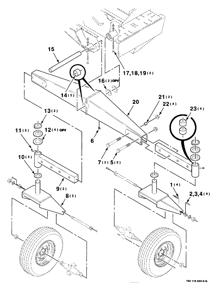 Схема запчастей Case IH 8840 - (07-052) - TAIL WHEEL ASSEMBLY (44) - WHEELS