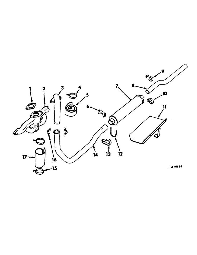 Схема запчастей Case IH C-123 - (B-54) - EXHAUST SYSTEM, T-4 TRACTORS W/UNDERSLUNG MUFFLER 