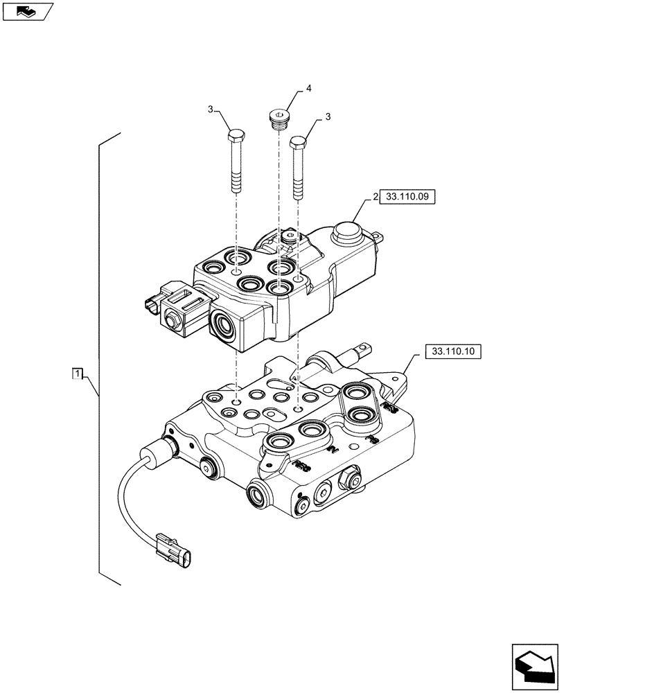 Схема запчастей Case IH QUADTRAC 500 - (33.110.08) - PARK BRAKE - VALVE ASSEMBLY, TOW/PARK BRAKE (EUROPE) (33) - BRAKES & CONTROLS