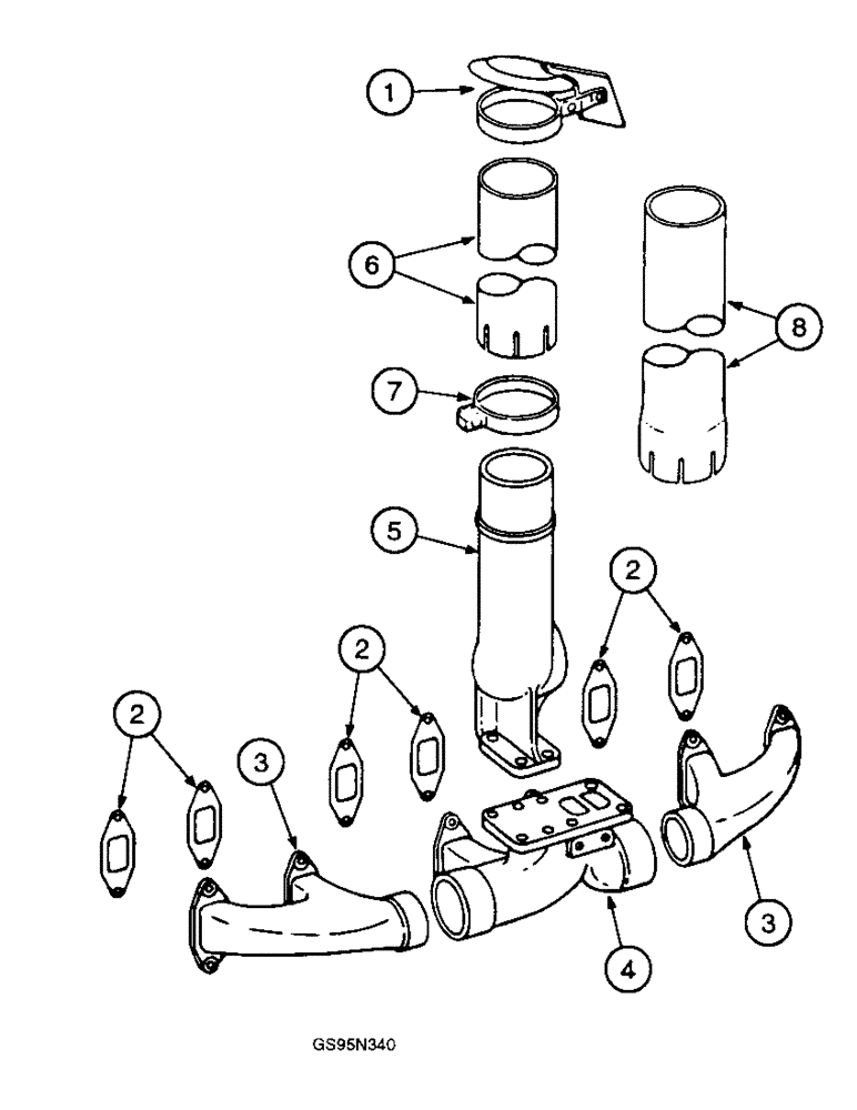 Схема запчастей Case IH D-361 - (8-88[A]) - INTAKE AND EXHAUST MANIFOLDS, 1206 AND 21206 TRACTORS 