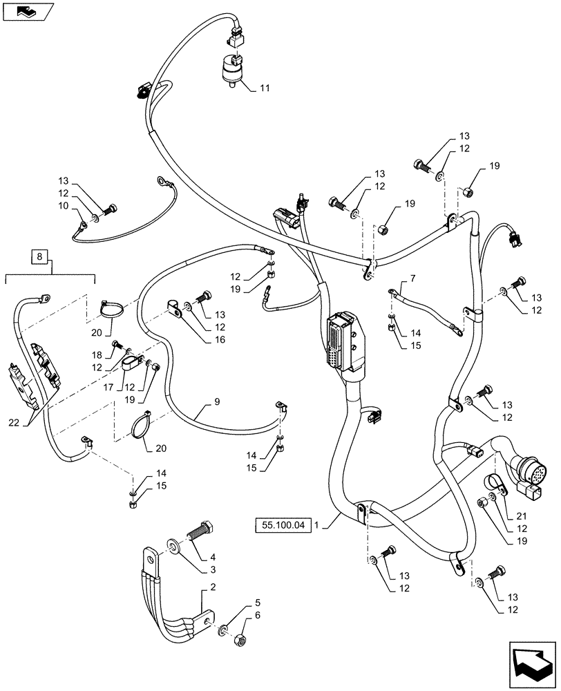 Схема запчастей Case IH QUADTRAC 500 - (55.100.03[01]) - ENGINE HARNESS GROUP - 13L SINGLE STAGE - STEIGER 500, QUADTRAC 450 & 500 (55) - ELECTRICAL SYSTEMS