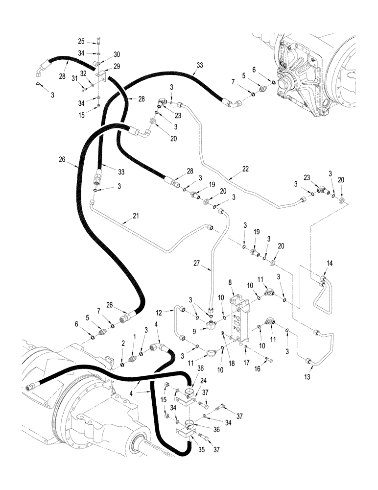 Схема запчастей Case IH STX325 - (08-07[01]) - AXLE HYDRAULICS - AIR AND LUBRICATION CIRCUIT, WITHOUT ACCUSTEER (08) - HYDRAULICS