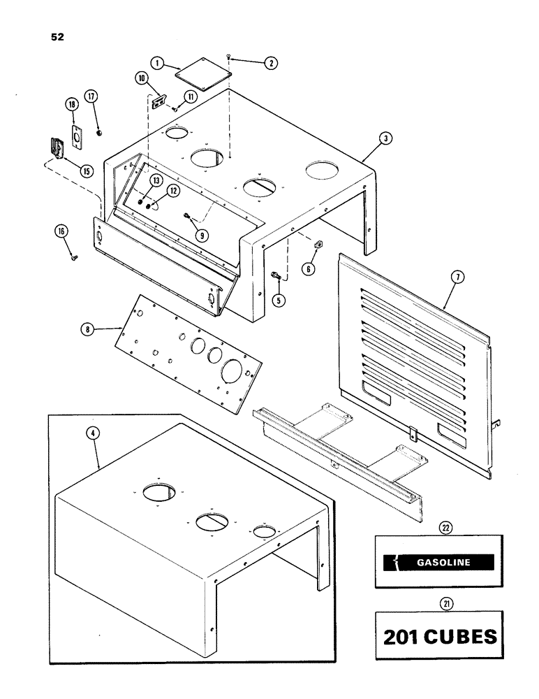 Схема запчастей Case IH 201 - (52) - HOOD AND SIDE PANELS 