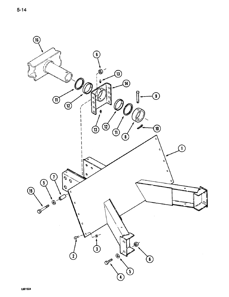 Схема запчастей Case IH 1640 - (5-14) - STEERING AXLE SUPPORT, NONADJUSTABLE AXLE (04) - STEERING