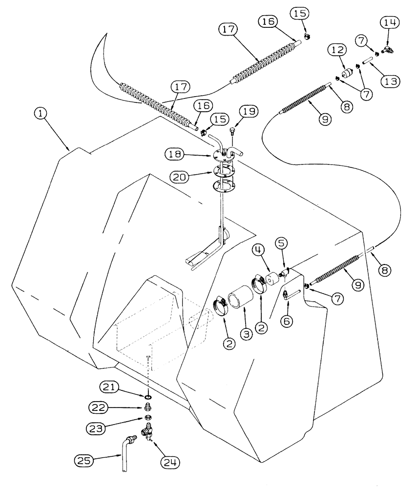 Схема запчастей Case IH 7220 - (3-030) - FUEL LINES, MODELS WITH ONE FUEL TANK, PRIOR TO TRACTOR P.I.N. JJA0064978 (03) - FUEL SYSTEM