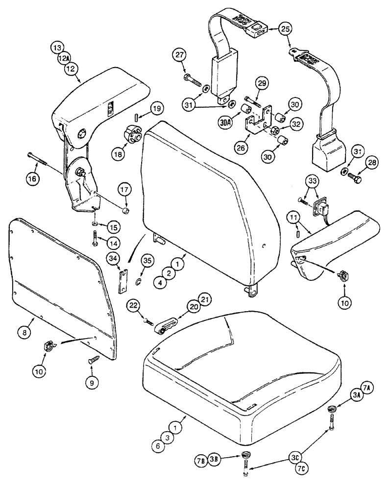 Схема запчастей Case IH 7230 - (9-086) - DELUXE AIR SUSPENSION SEAT, CUSHIONS, ARM RESTS AND SEAT BELT, TRACTOR PIN JJA0061559 AND AFTER (09) - CHASSIS/ATTACHMENTS